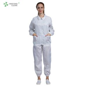 China ESD antistatic cleanroom jacket and pants white color autoclave sterilization dust free wholesale