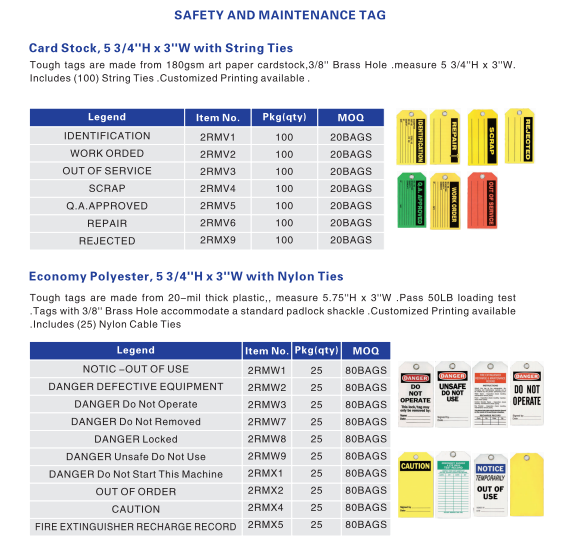 Safety Warning Tag Customized Plastic Lockout Tags Safety Lockout Tagout