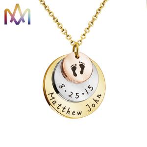 China Cadmium Free SS Engraved Round Pendant Necklace wholesale