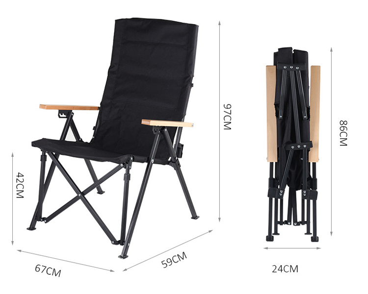 Metal 4-Position Adjustable Backrest Folding Chair for Camping Fishing Hiking Outdoor