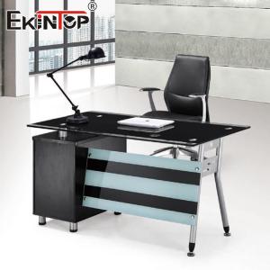 China Modern Manager Tempered Glass Computer Desk L Shaped Office Furniture Wholesale wholesale