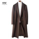 Autumn Winter Men's Wool Overcoat Solid Color Double Collar Peacoat for Cold