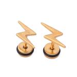 High Quality Vintage Punk Black Titanium Steel Earrings Cool Lightning Small