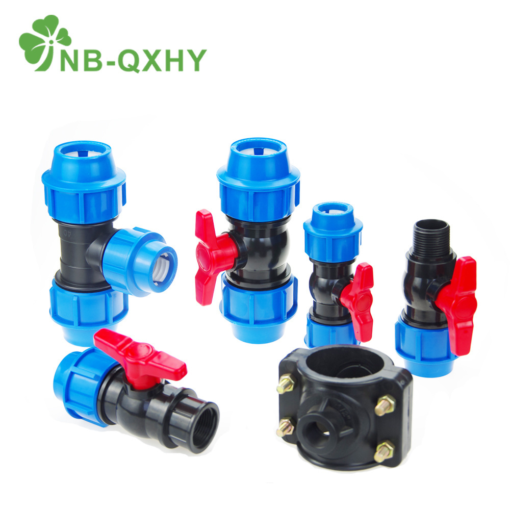 OEM Blue Turkey PP Threaded Elbow Tee Compression Fittings for Irrigation