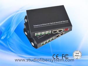 China 4Port Telephone Fiber Optic Converter with 2ch 100M ethernet over singlemode fiber up to 20~120Km wholesale