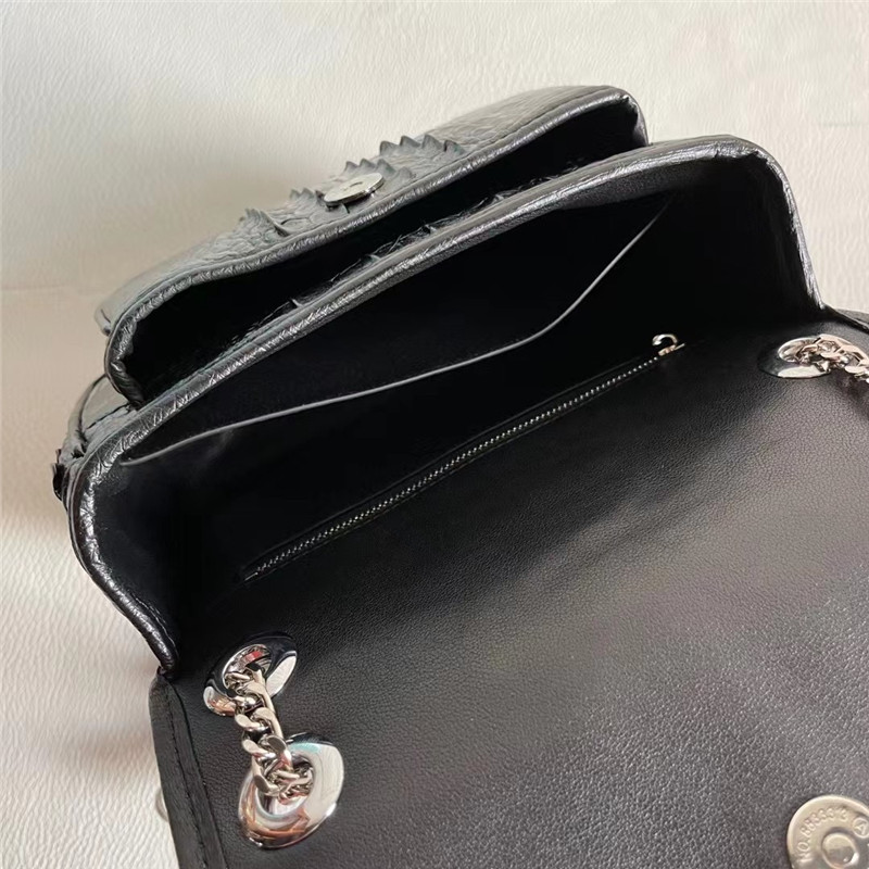 Authentic Crocodile Skin Women Flap Purse Genuine Alligator Leather Lady Chain Bag Female Single Cross Shoulder Bag