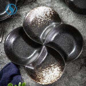 China Savall Irregular Eclectic Black Porcelain Dinnerware For Caterers Canteens wholesale