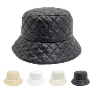 China Winter Quilted Cotton Bucket Hat Solid Color All match Warm Hat wholesale