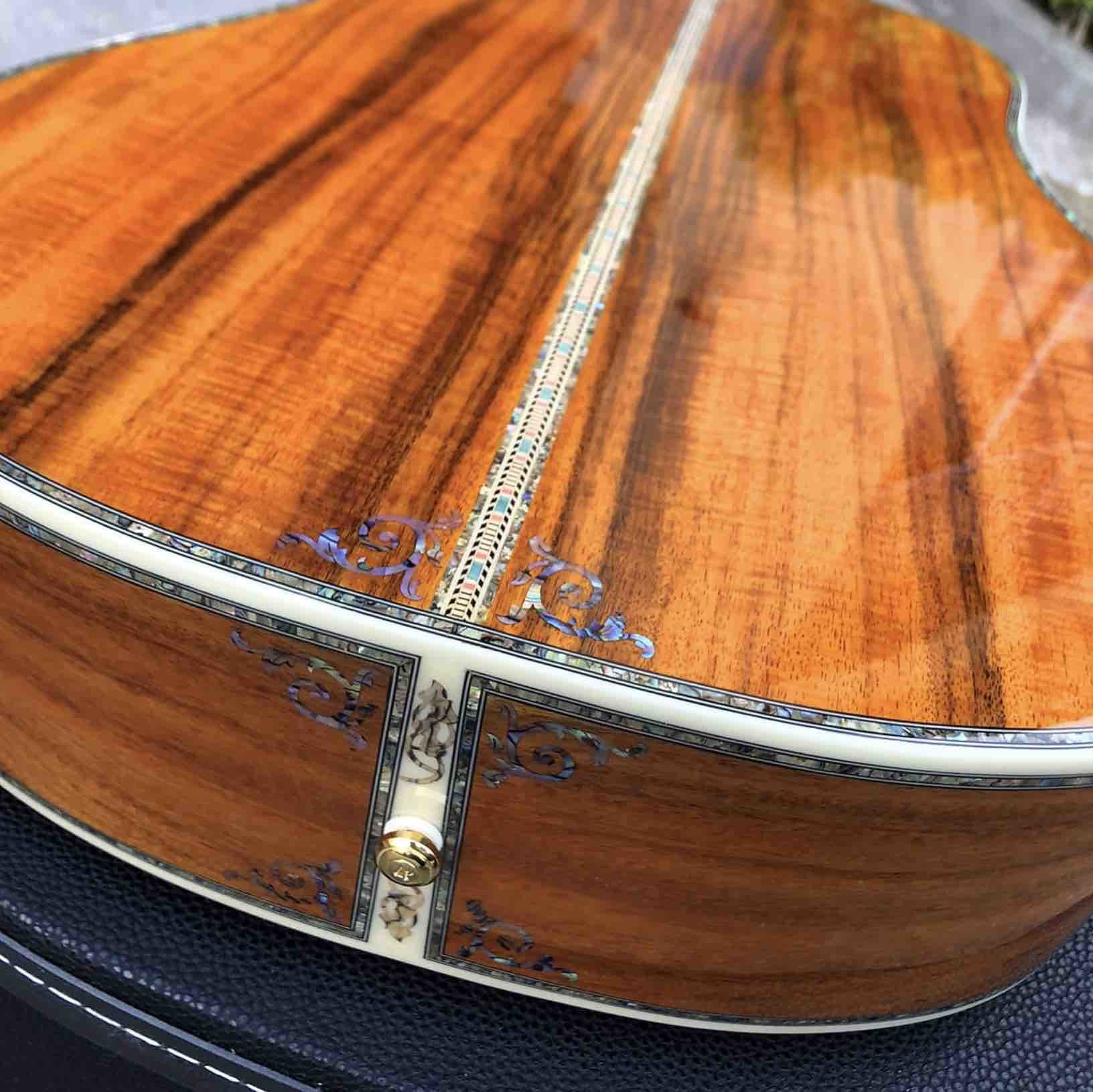 All KOA wood classic acoustic guitar,Flower Ebony Fingerboard,Real Abalone inlays and binding