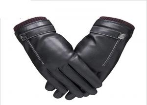 China Thick Mens Leather Gloves Touch Screen Jacquard Technology CE Approved wholesale