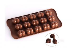 China Pure Silicone Heart Shaped Chocolate Molds Coffee Color Easy To Wash wholesale