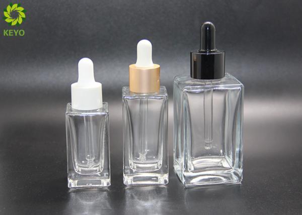 Luxury Cosmetic Essential Oil Bottles 30ml 50ml 120ml Flat Shoulder Square Glass