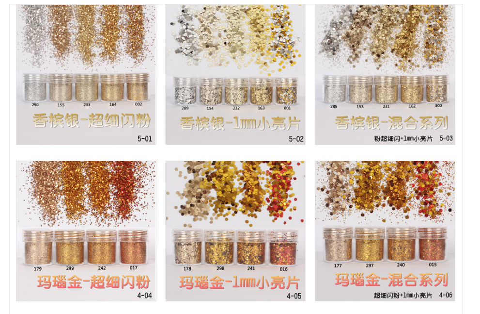 365 Colors Chunky Glitter for Nail and Body Excellent Nail Art Effect Biodegradable Glitter Powder