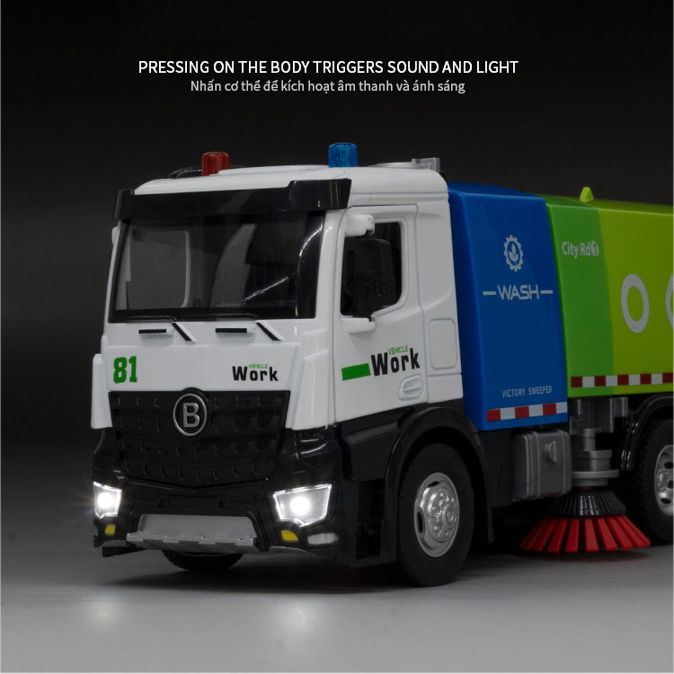 100-240V Voltage Alloy Engineering Sanitation Vehicle Model Pull Back Vehicles Toy