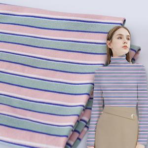 China 100% Cotton Double Knit Fabric , Soft Stripe Knit Fabric For Long Sleeve Clothes wholesale
