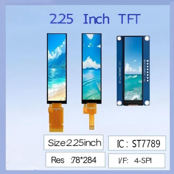 2.25-inch TFT LCD color screen | 76×284 long strip resolution, ST7789 driver, serial port screen, dedicated for industrial equipment status bars, easy