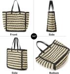 HERALD LARGE HANDMADE STRAW TOTE HANDBAG FOR WOMEN, SUMMER BEACH WEAVING CHIC