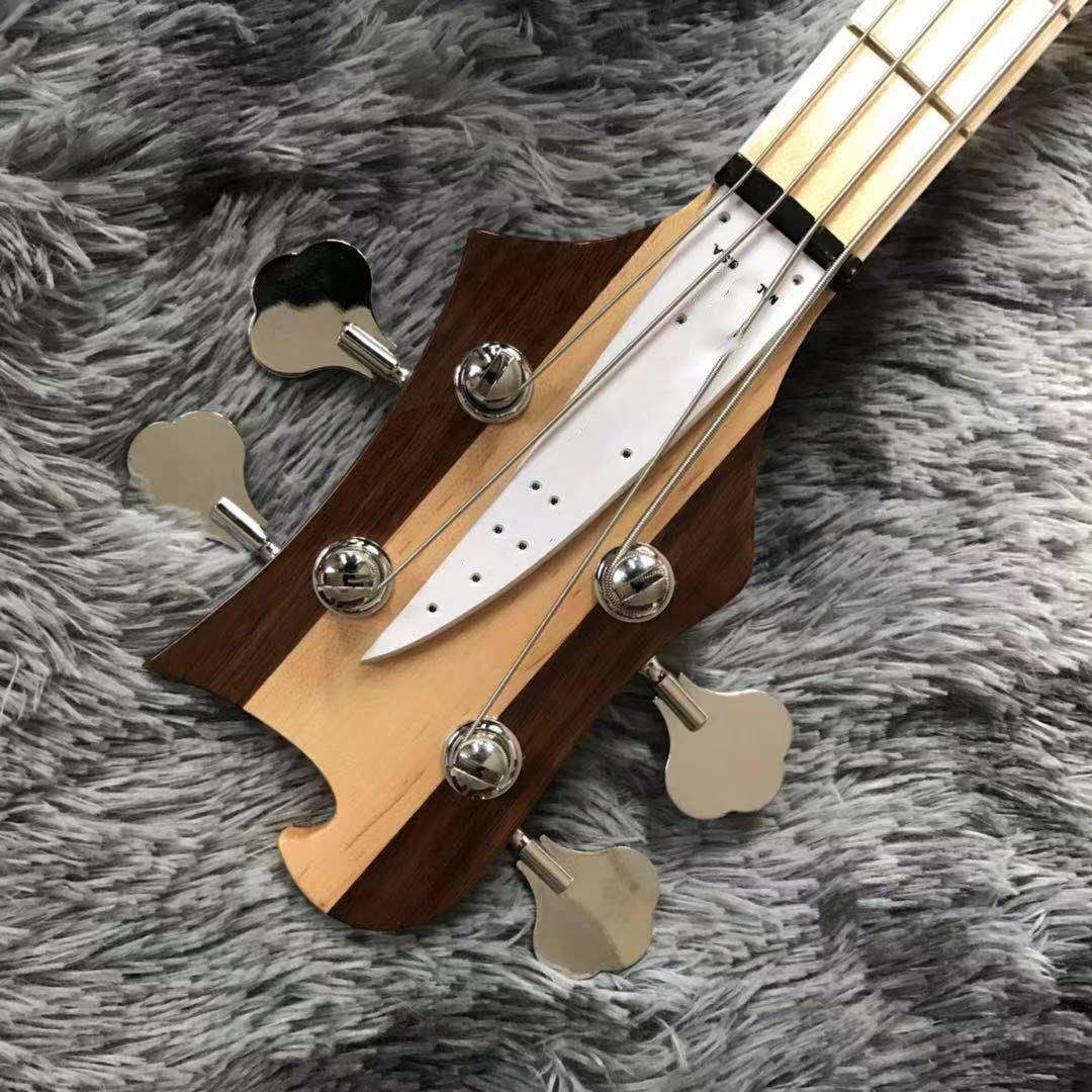 Custom Walnut Wood Neck Through Body Electric Bass with Active Pickup 4 Strings