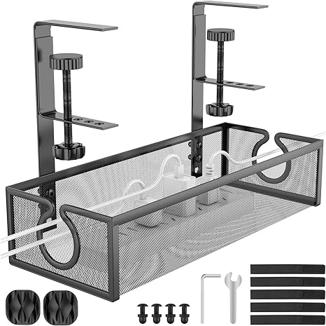 Office Electric Wire Organizer Tray No Drill Mesh Desk Cable Tray for Cable Management