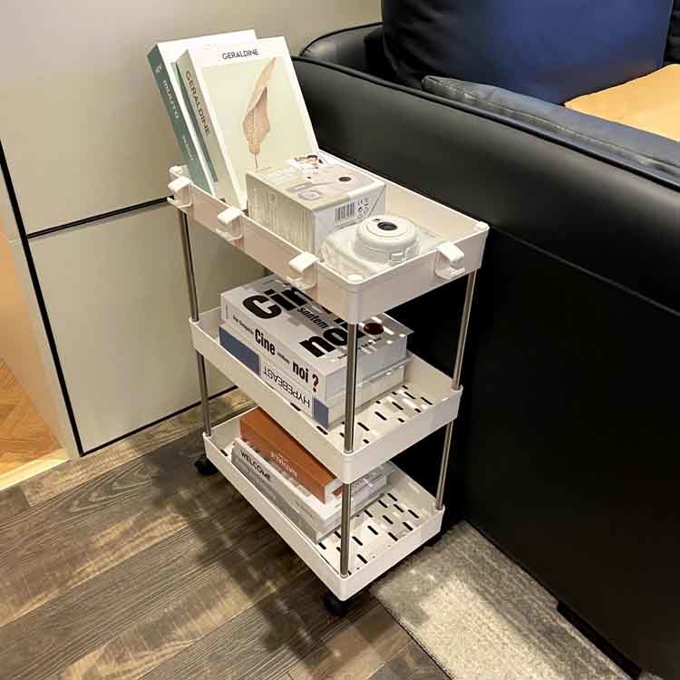 Movable Vegetable Stainless Storage Cart , Slim Rolling Bathroom Storage Carts