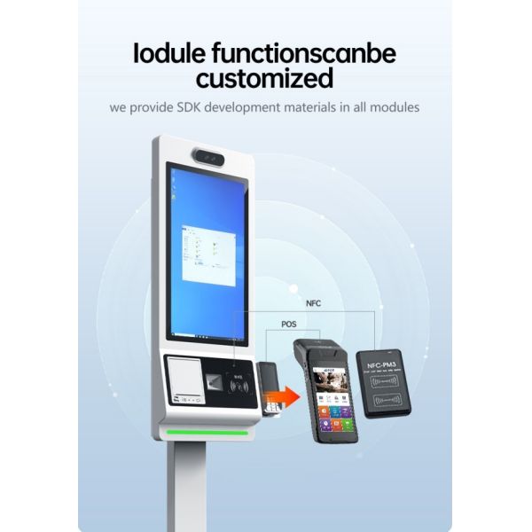 21.5 Inch Self-service Ordering Machine Touch Screen Restaurant Milk Tea Shop Self-service Code Scanning with NFC POS Terminal Payment