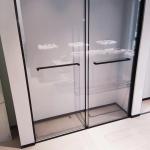 Stainless Steel,Bathroom Shower Room,Double Sliding Door,Matt Black