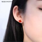 0.39in 2 Gram Black Clover Earrings 18k Plated Sterling Silver Hypoallergenic