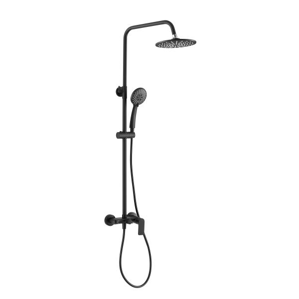 Slide Bar Wall Mounted bath Shower Column Set Rain Shower Head 3 Functions