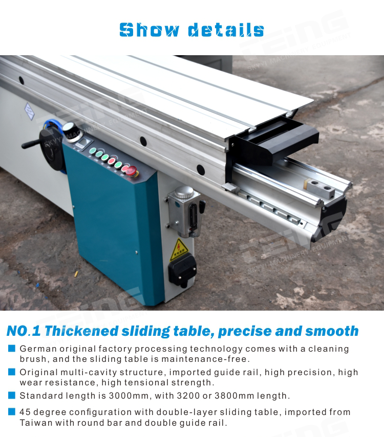 Max. Length of Workpiece 3000mm Woodworking Sliding Table Saw Machine 3000*1100*900mm
