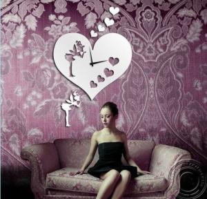 China Silver Acrylic Wall Mirror Stickers Heart wholesale