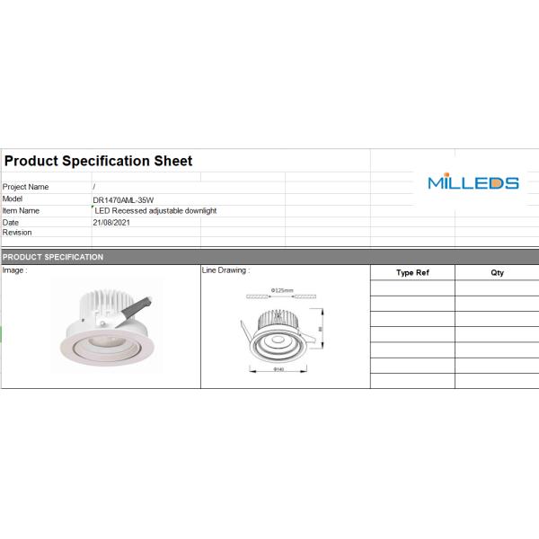 adjustable led downlight 35W triac dimmable spotlight 5 inch led recessed light DALI dimmable downlight