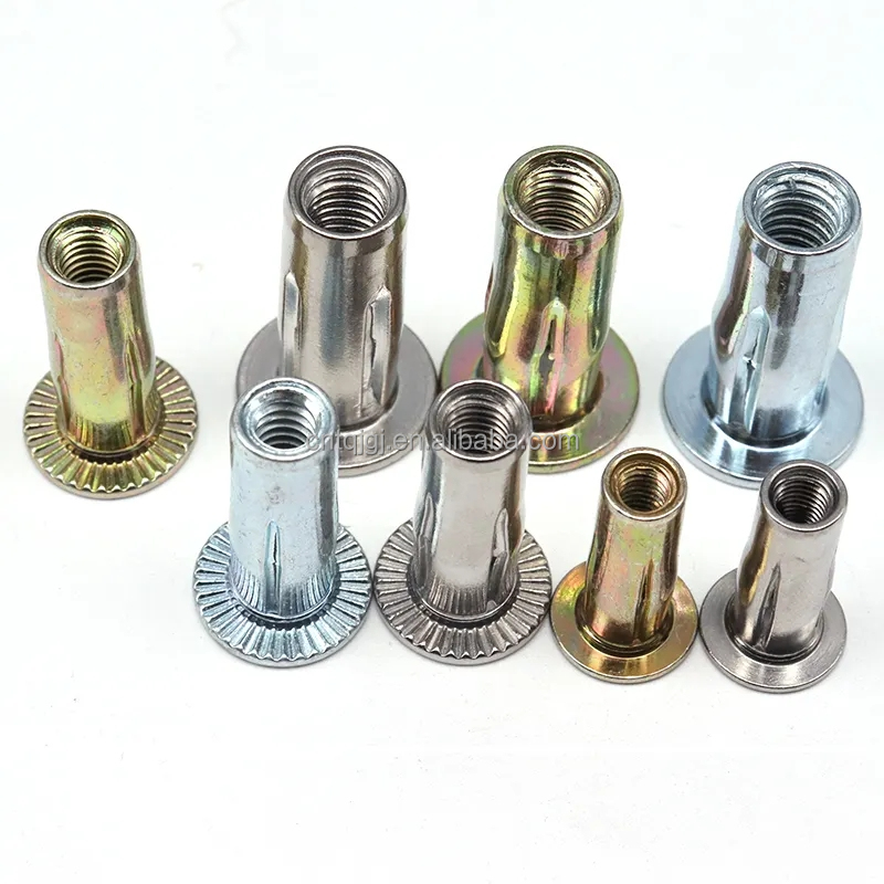 Customizable DIN Standard Stainless Steel/Carbon Steel Automotive Parts Slotted Expansion Rivet Nut for Galvanized Finish