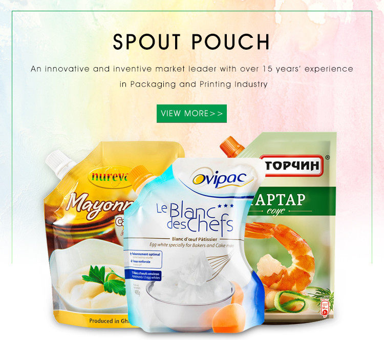 Doypack Spout Juice Pouches For Liquid Packaging Plastic PE Stand Up Bag Heat Seal Barrier