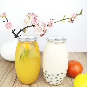 China 0.5 Liter Easy Open Cans Clear Plastic Container Bottles Tea Milk Cold Pressed Juices on sale
