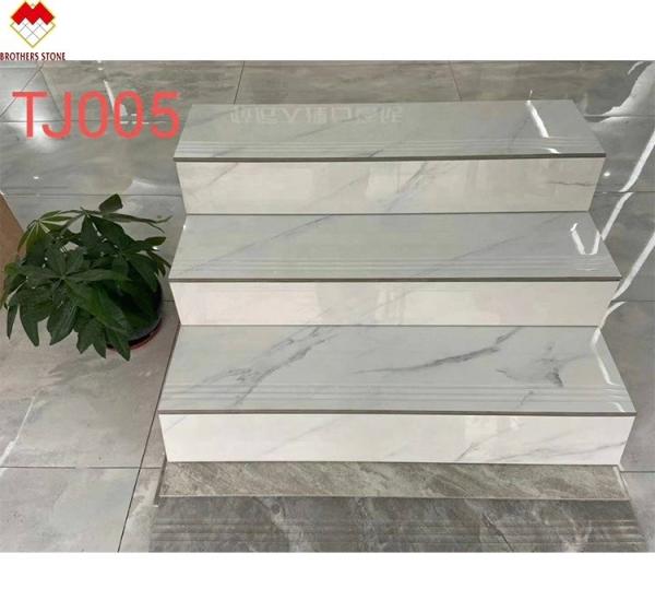 Modern Design Glazed Polished Porcelain Stair Tiles Prices Stone Imitation