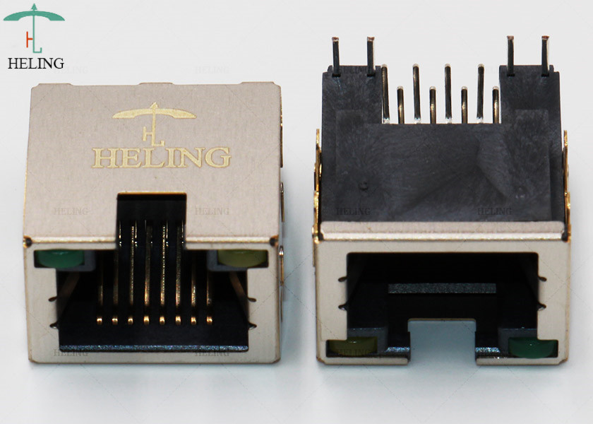Through Hole Customized Low Profile RJ45 , Tab Up Female Lan Connector