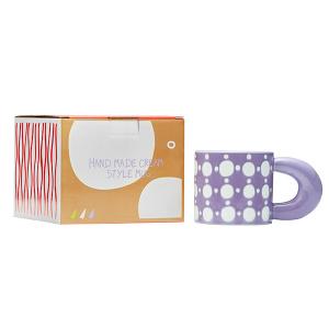 China Handmade Ceramic Coffee Mugs Gift 3d Mug Purple White Polka Dot Pattern Large Coffee Mug Office Rest on sale