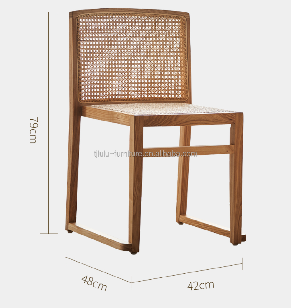 Mail Packing Sturdy Solid Wood Dining Chair with Modern Design and Stackable Rattan
