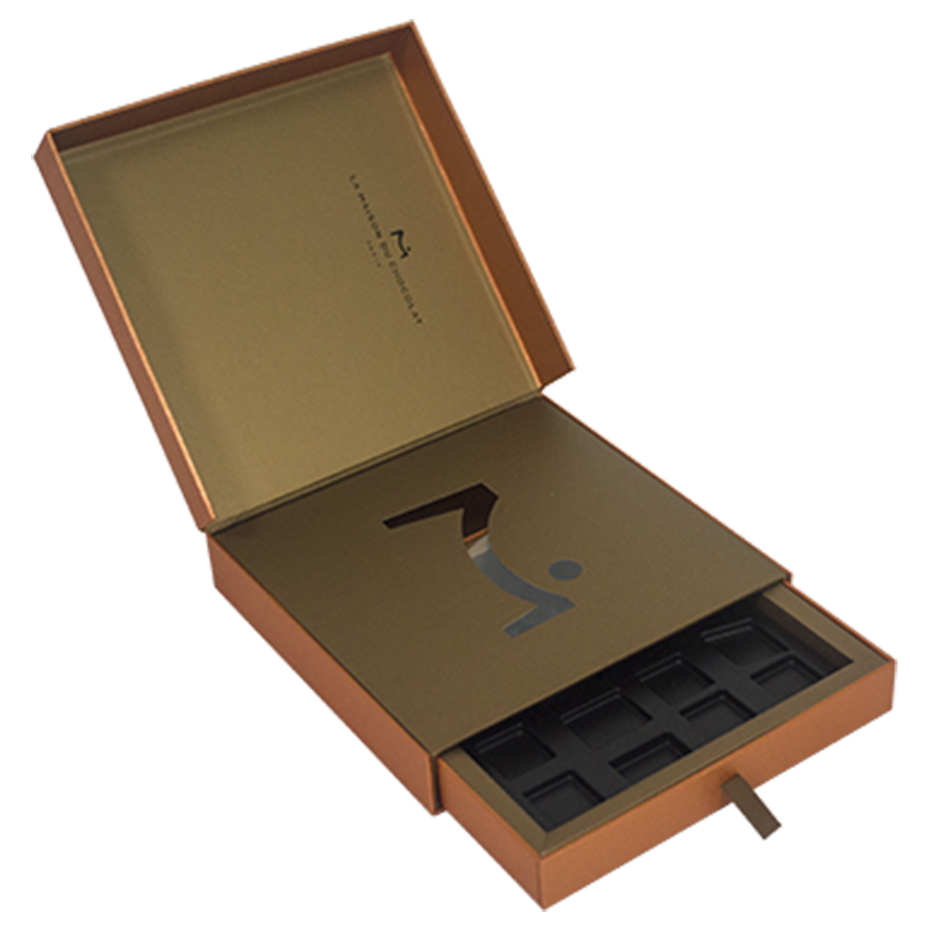 Flip Top Food Gift Box FCS Luxury Paper Box Gold Foil Paper Grey Board