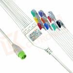 Green NEC One Piece Ecg Accessories Cable10 Lead Clip AHA Durable PU Material