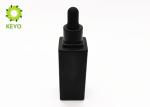 Square Empty Cosmetic Containers , 50ml Matte Black Glass Dropper Bottles