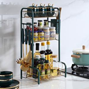 China 3 Tier Countertop Kitchen Rack Stainless Steel Green Gold 1.8 Litres Volume on sale