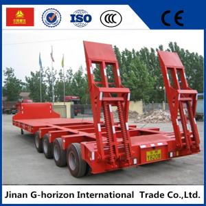 China 40T 4 Axle Flat Low Bed Semi Trailer / Lowboy Semi Trailer CCC Certification wholesale