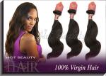 Natural Black Virgin Human Hair Extensions , 22'' Body Wave