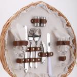 Picnic Basket for 2 Picniking Heart Shaped Empty Woven Wicker Willow Wood Hamper