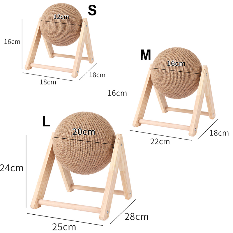 Wooden Cat Scratching Ball Toy Sisal Rope Ball Board Crushing Foot Toy for Cats and Pet Furniture Supplies