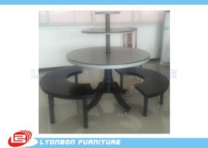 China Round Black Clothes Shop Display Table With Metal Support / Solid Wood Feet wholesale