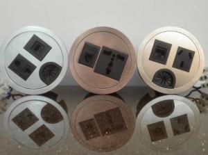 China Zinc Alloy 10A Round USB Table Hub , Furniture Desktop Power Sockets wholesale