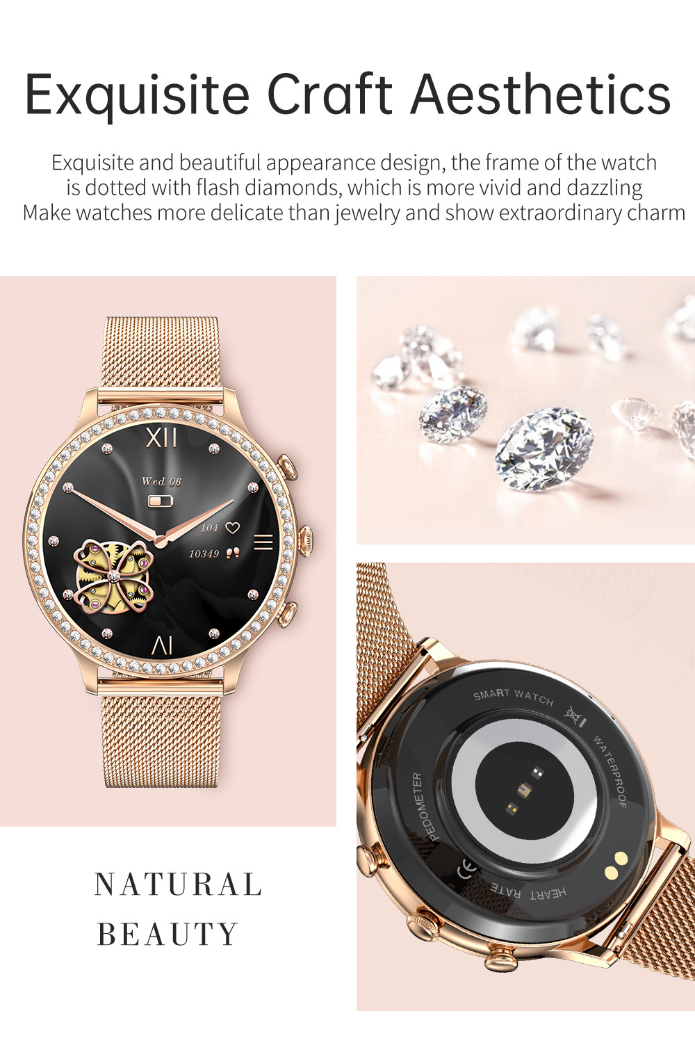 Smart Watch for Women Dial Answer Calls, 1.32'' Diamond Smartwatch Fitness Tracker