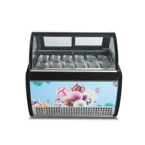 China 12 Flavors Double Row Stainless Steel Pans Ice Cream Display Freezer wholesale